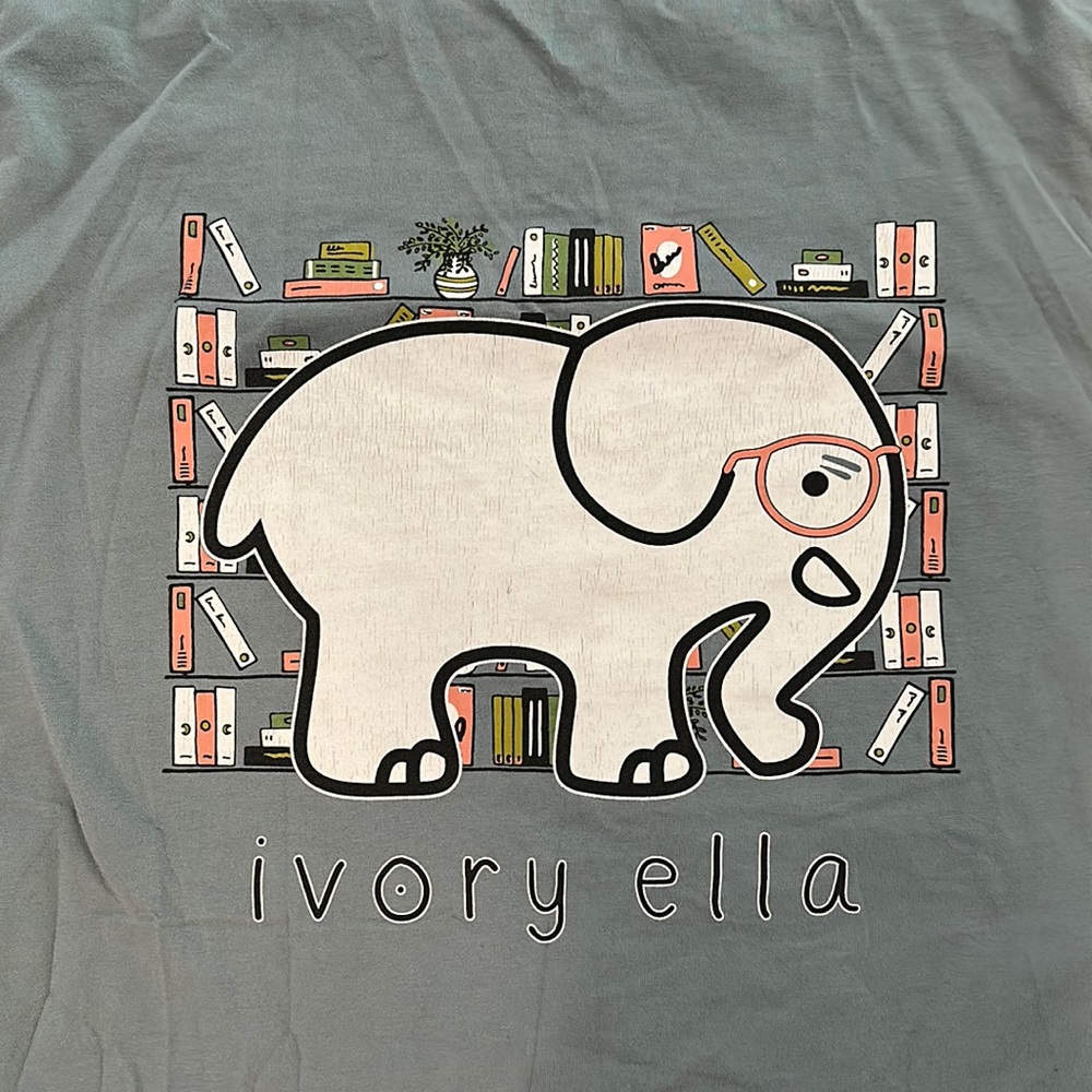 Dusty Blue Ivory Ella Bookwork Long Sleeve Tee